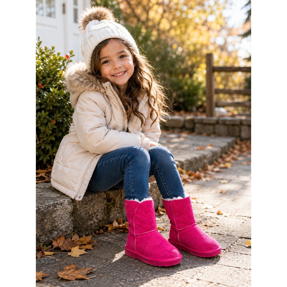 Livboots LV888 Hot Pink Toddler Faux Fur Lined Suede Boots Size 10-11 NEW